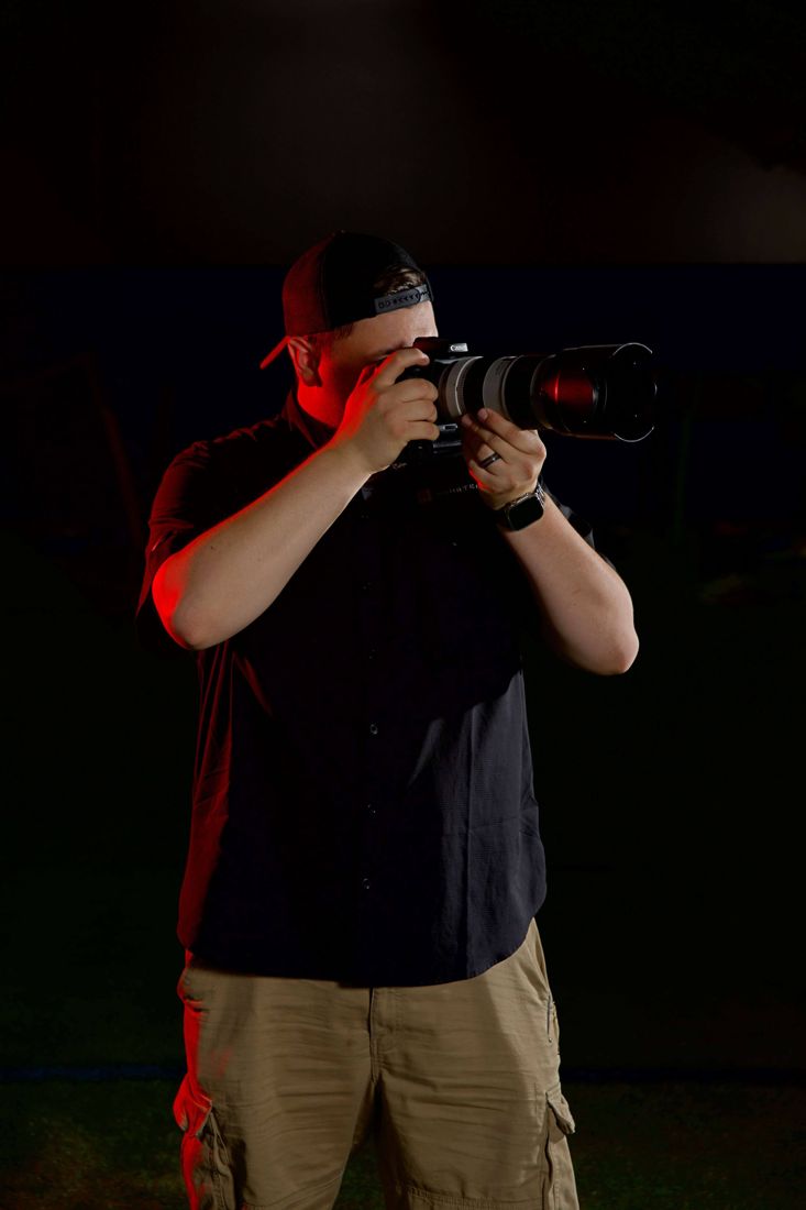 Behind the camera in dramatic light